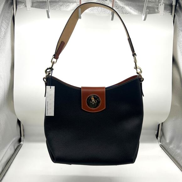 Dooney & Bourke Turnlock Leather Large Sac Women Handbags Black - Picture 1 of 16